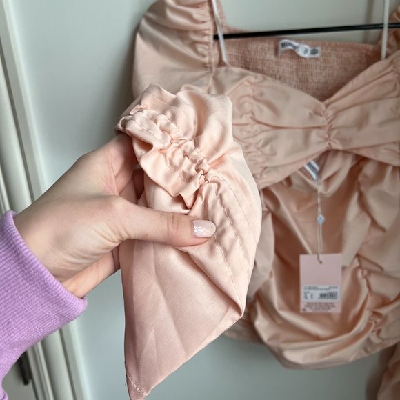NWT Missguided Blush Co Ord Ruched Milkmaid Set - Picture 4 of 6